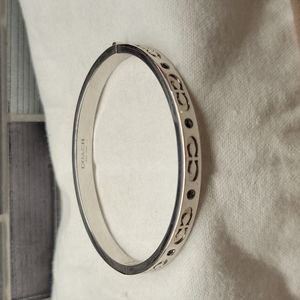 Coach Silver Kissing C Hinged Bangle